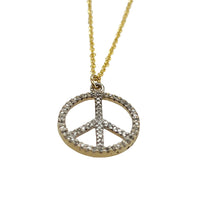 Pre-Owned 14K Yellow Gold Peace Sign Diamond Necklace
