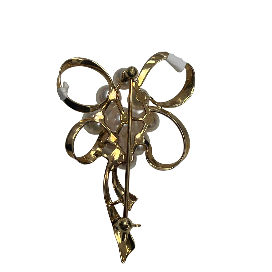 Pre-Owned Mikimoto 14K Yellow Gold Pearl Cluster Pin - NAGI