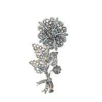 Pre-owned Two-Tone Old Mined Cut Diamond Floral Pin