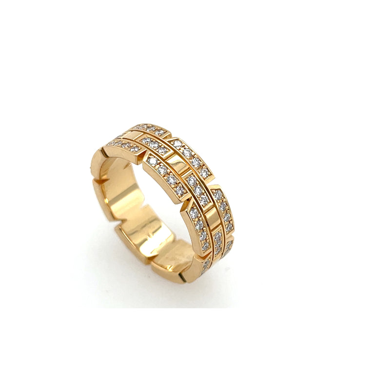 Pre-Owned Cartier Maillon Panthère 18K Yellow Gold Eternity Pave Triple Row Ring Band