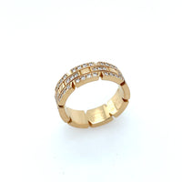 Pre-Owned Cartier Maillon Panthère 18K Yellow Gold Eternity Pave Triple Row Ring Band