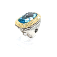 Pre-Owned David Yurman Noblesse Elongated Blue Topaz Ring 18K & Sterling Silver - NAGI
