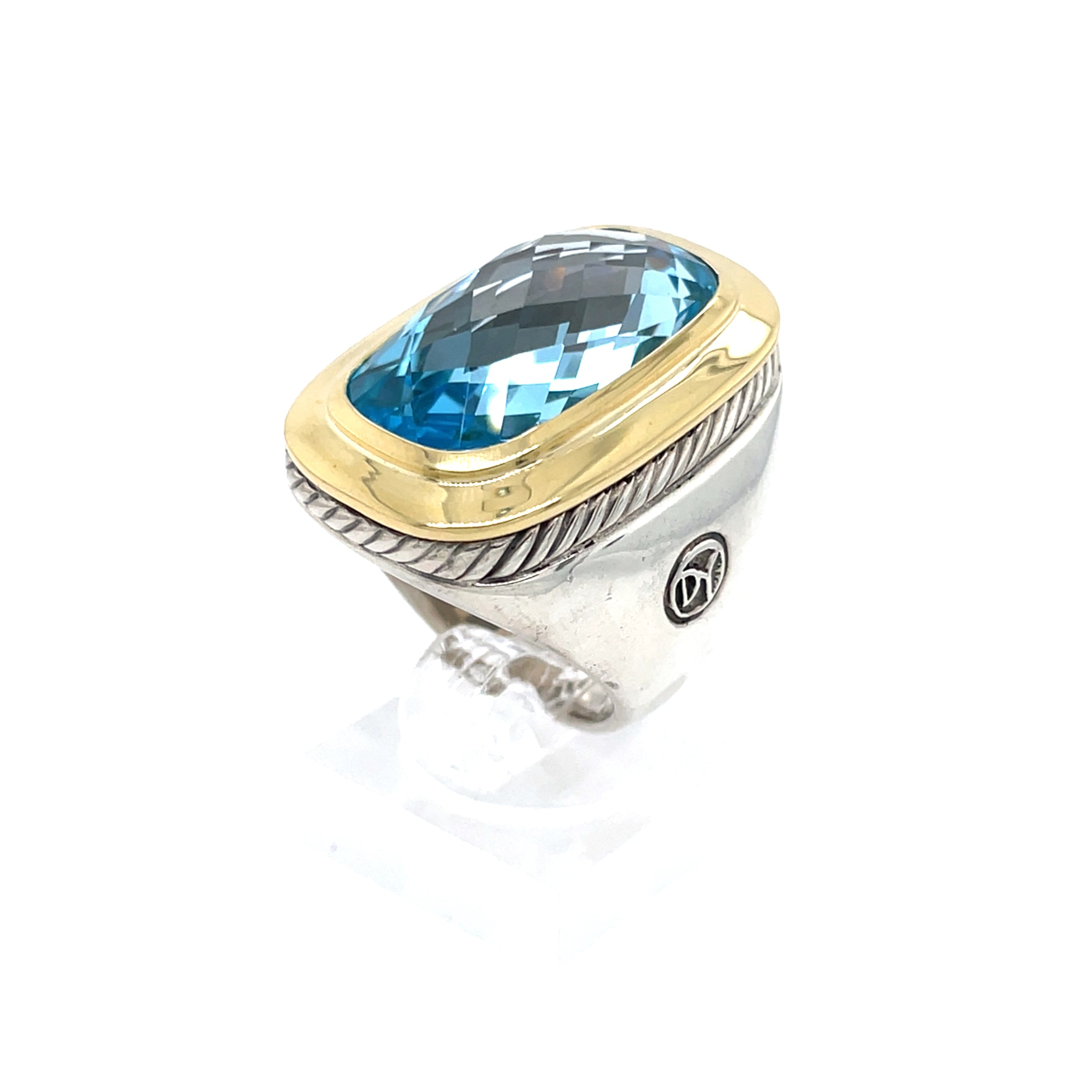 Pre-Owned David Yurman Noblesse Elongated Blue Topaz Ring 18K & Sterling Silver - NAGI