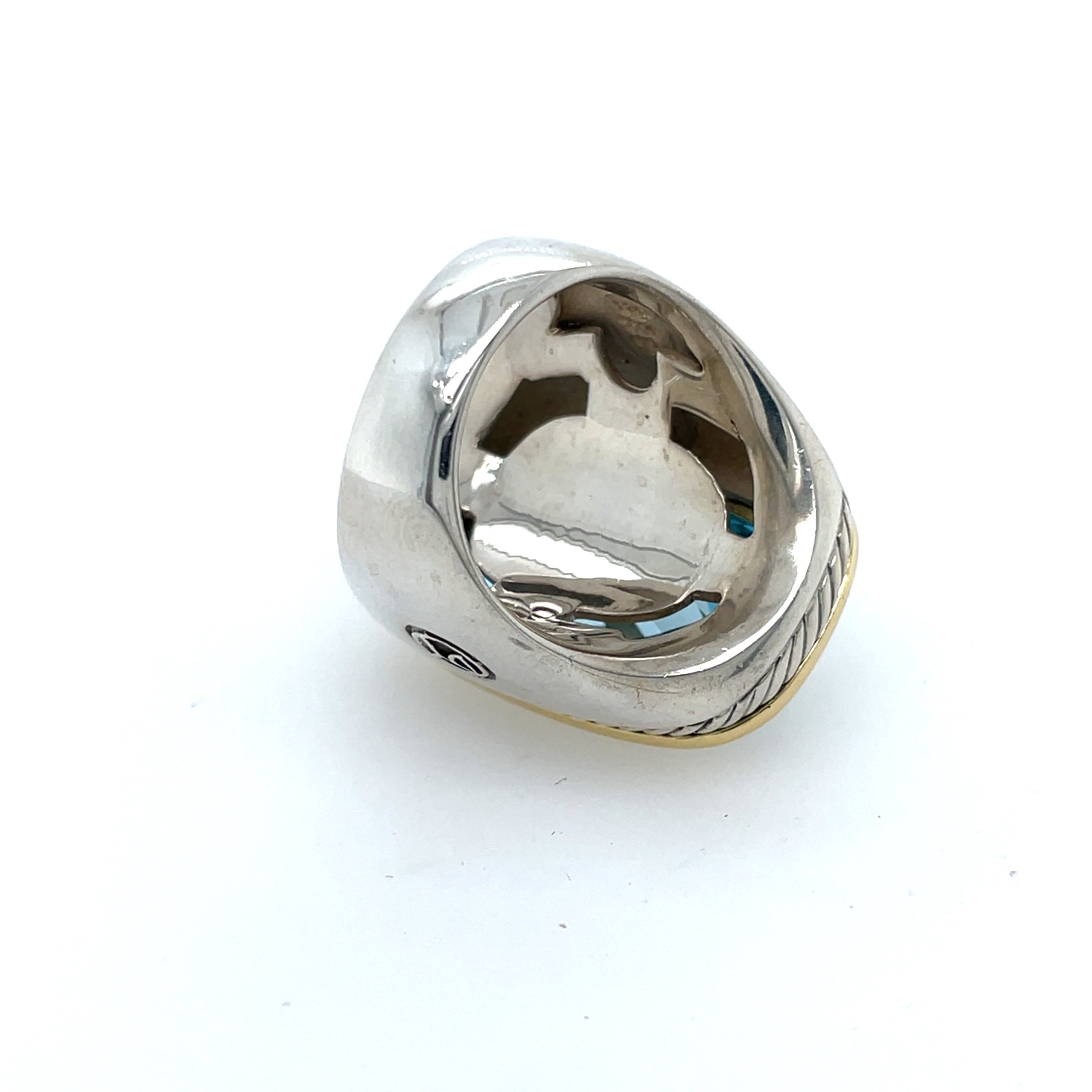 Pre-Owned David Yurman Noblesse Elongated Blue Topaz Ring 18K & Sterling Silver - NAGI