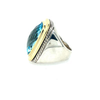 Pre-Owned David Yurman Noblesse Elongated Blue Topaz Ring 18K & Sterling Silver - NAGI