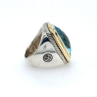 Pre-Owned David Yurman Noblesse Elongated Blue Topaz Ring 18K & Sterling Silver - NAGI