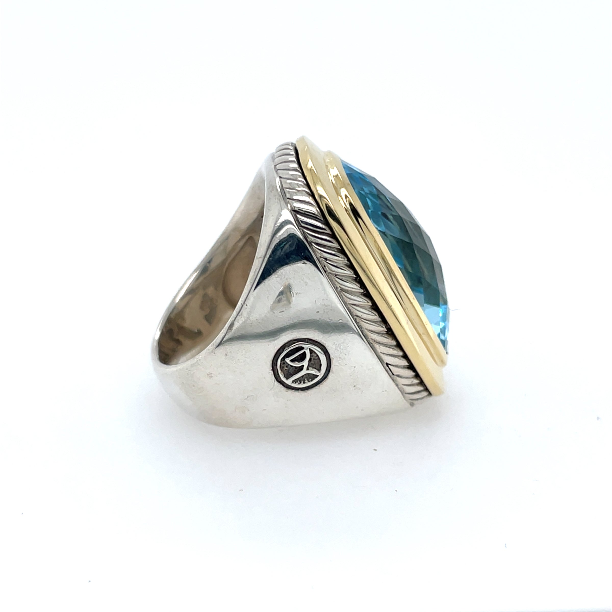 Pre-Owned David Yurman Noblesse Elongated Blue Topaz Ring 18K & Sterling Silver - NAGI