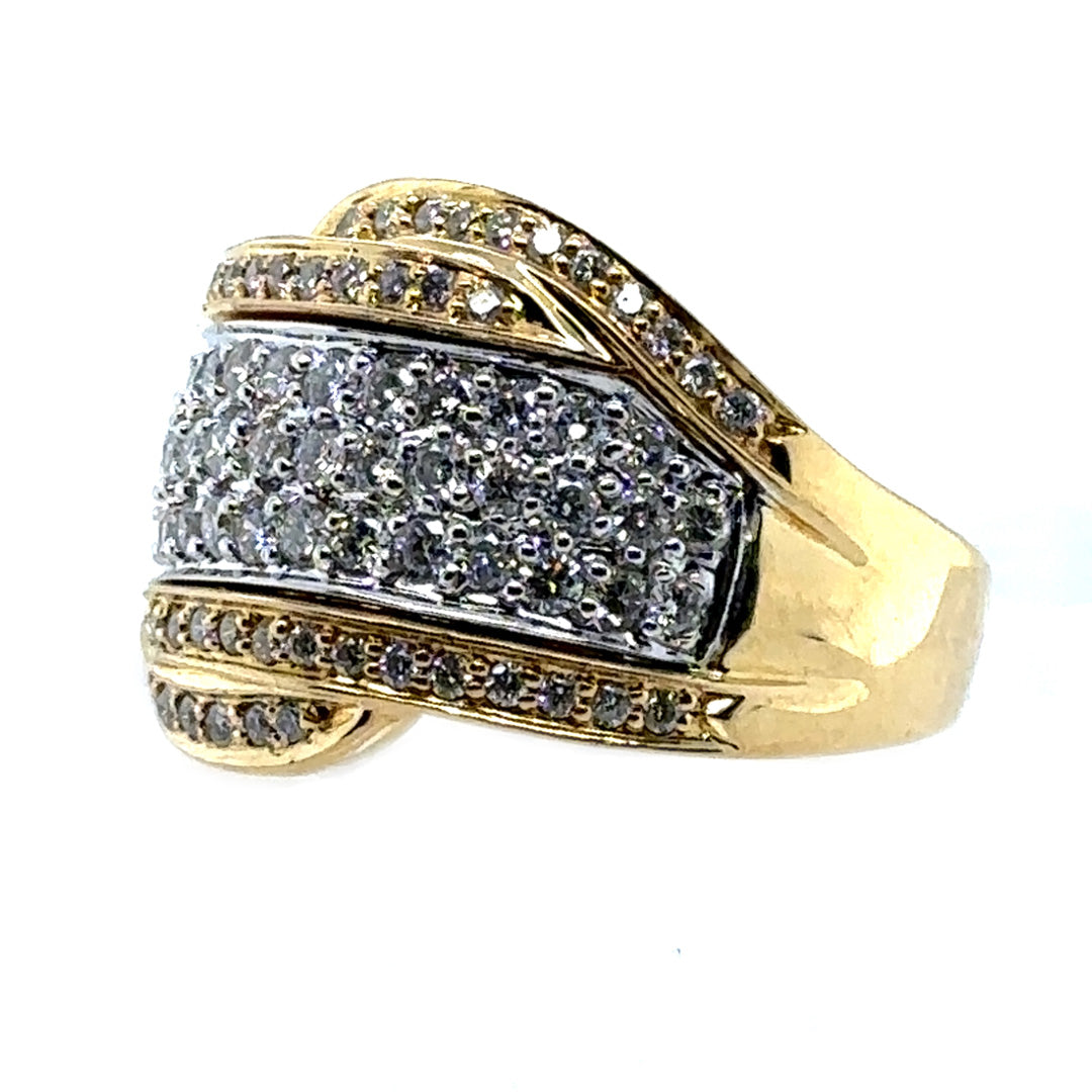 Pre-Owned 18K yellow Gold Pave Diamond Cocktail Ring