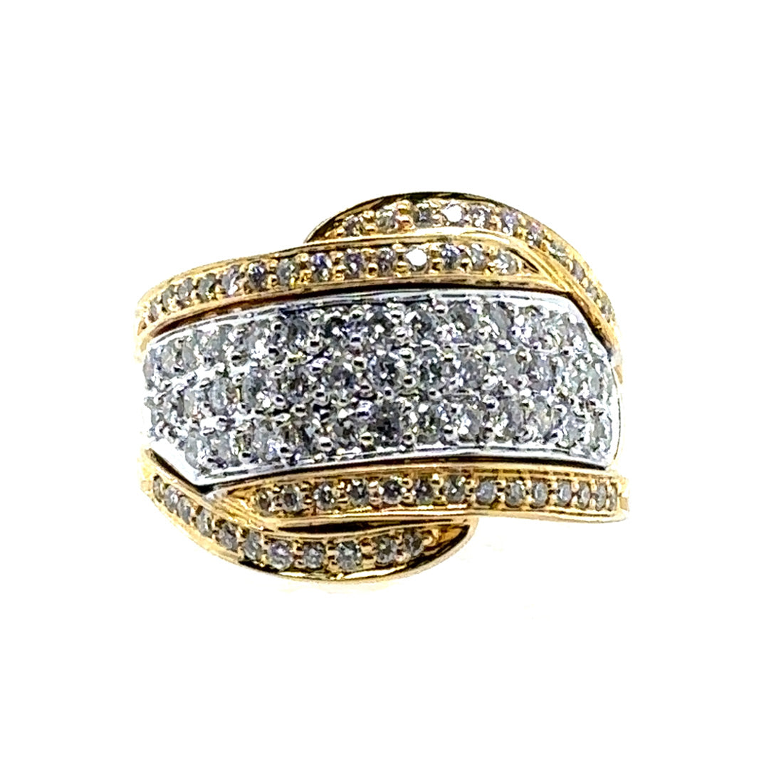 Pre-Owned 18K yellow Gold Pave Diamond Cocktail Ring
