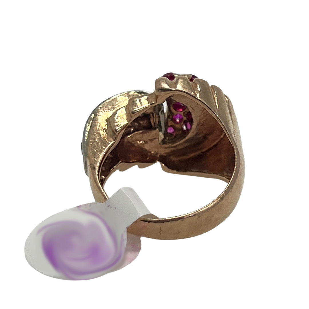 Pre-Owned 14K Rose Gold and Platinum Ruby and Diamond Ring
