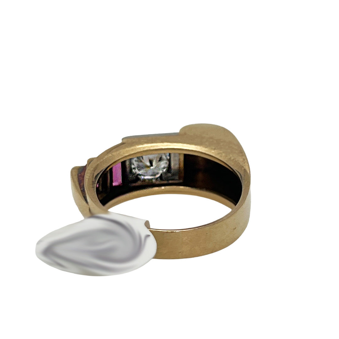Pre-Owned 18K Yellow Gold and Platinum Ruby and Diamond Ring