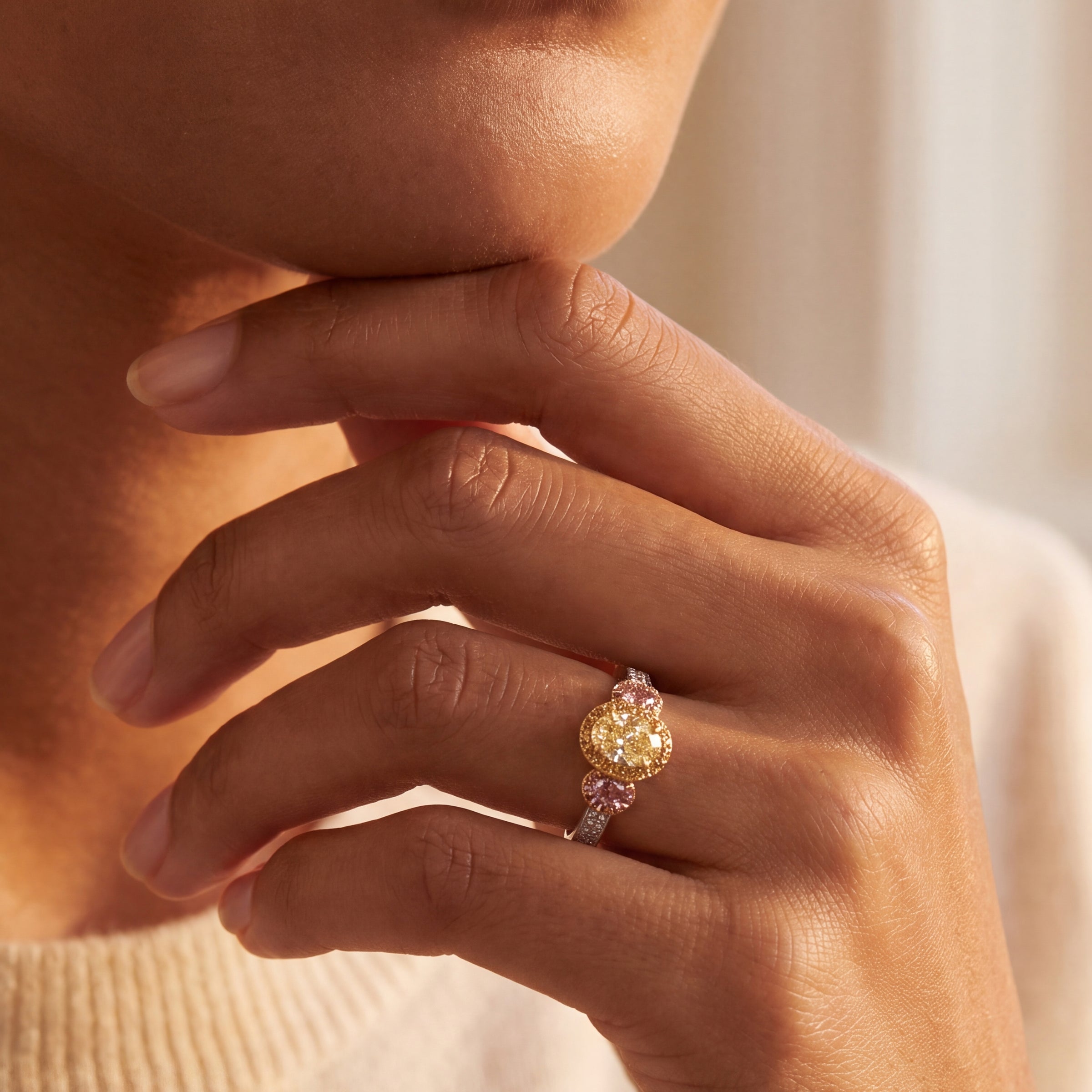 Pre-owned Gregg Ruth Yellow & Pink Diamond Ring