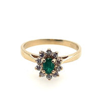 Pre-Owned 14K Yellow Gold Emerald Cluster Ring