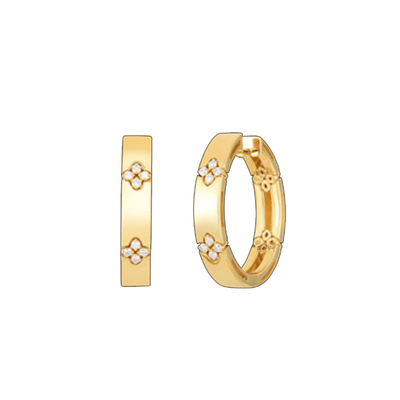Roberto Coin 18K Yellow Gold Love in Verona Large Diamond Flower Hoop Earrings