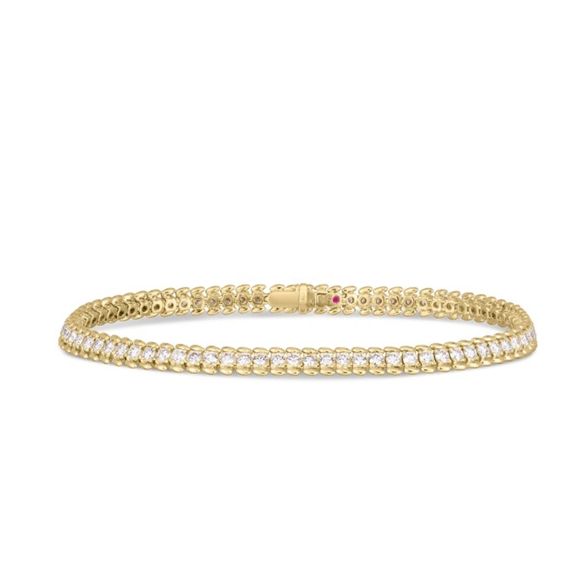 Roberto Coin 18K Yellow Gold Classic Diamond Ribbed Tennis Bracelet