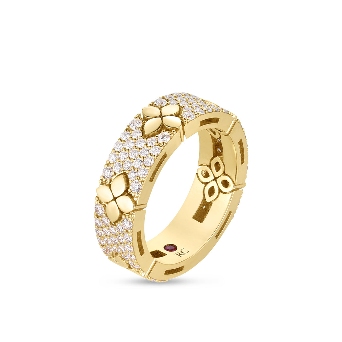 Roberto Coin 18K Yellow Gold Love In Verona Diamond Flower Ring - NAGI