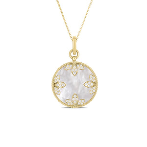 Roberto Coin Large Medallion 18K Gold Mother of Pearl Necklace