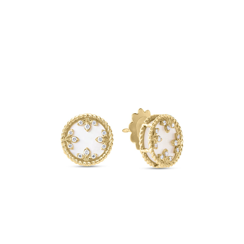 Roberto Coin 18K Yellow Gold Mother Of Pearl Button Earrings - NAGI