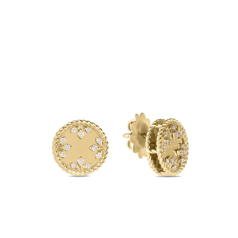 Roberto Coin 18K Yellow Gold Colored Medallions Small Diamond Studs Earrings