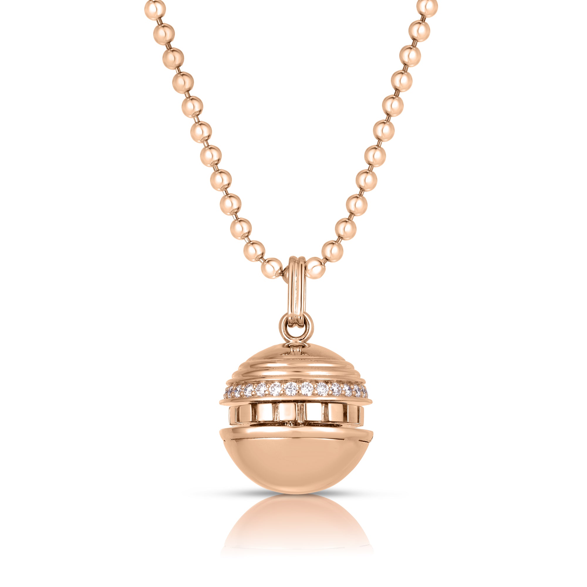 Roberto Coin 18K Rose Gold Mosaic Diamond Ball Necklace
