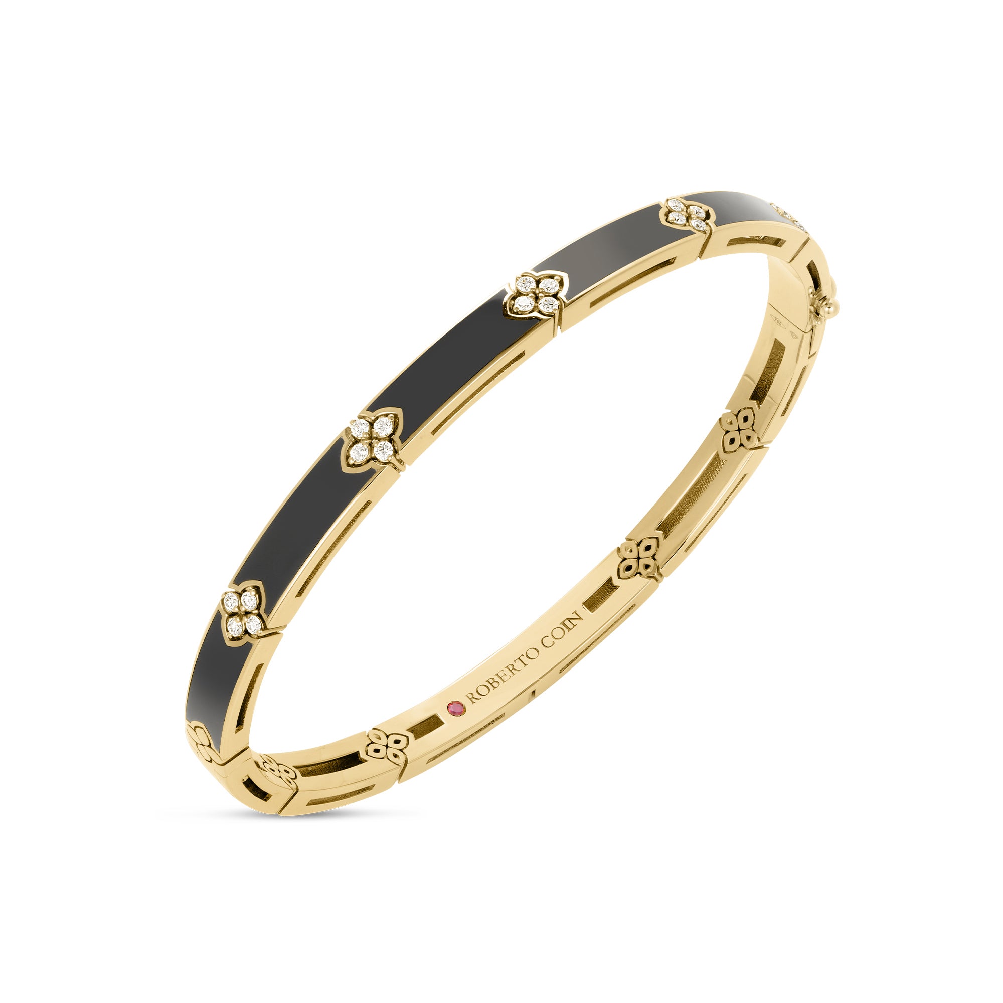 Roberto Coin 18K Yellow Gold Love in Verona Black Enamel Bangle - NAGI