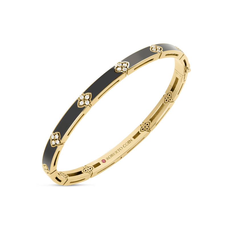 Roberto Coin 18K Yellow Gold Love in Verona Black Enamel Bangle - NAGI
