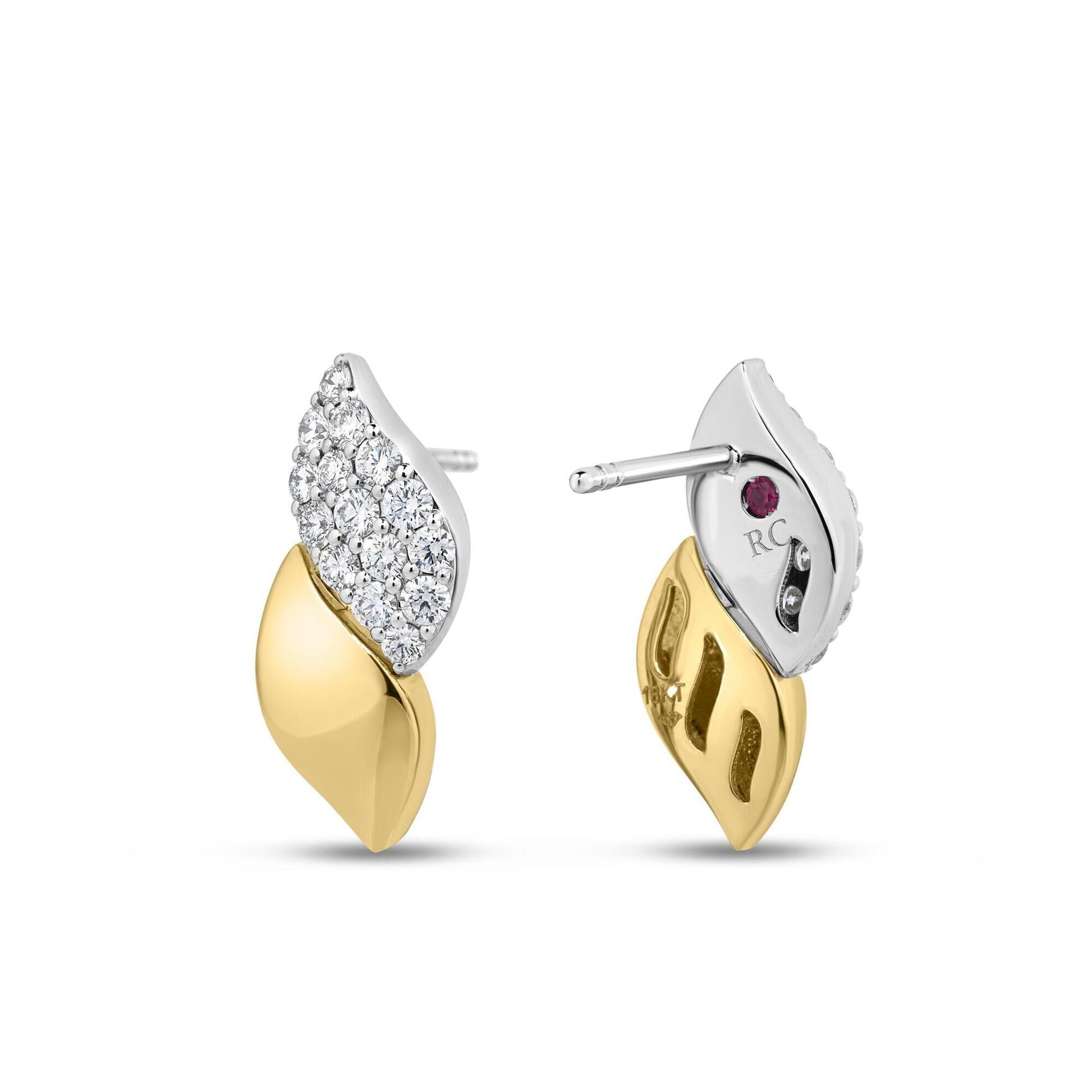 Roberto Coin 18K Yellow/White Gold San Marco Diamond Stud Earrings