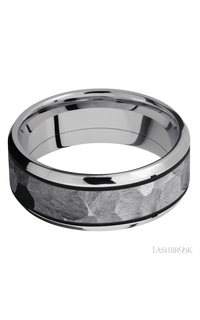 8 mm wide/Beveled/Cobalt Chrome band with one 5 mm Centered inlay of Tantalum img3