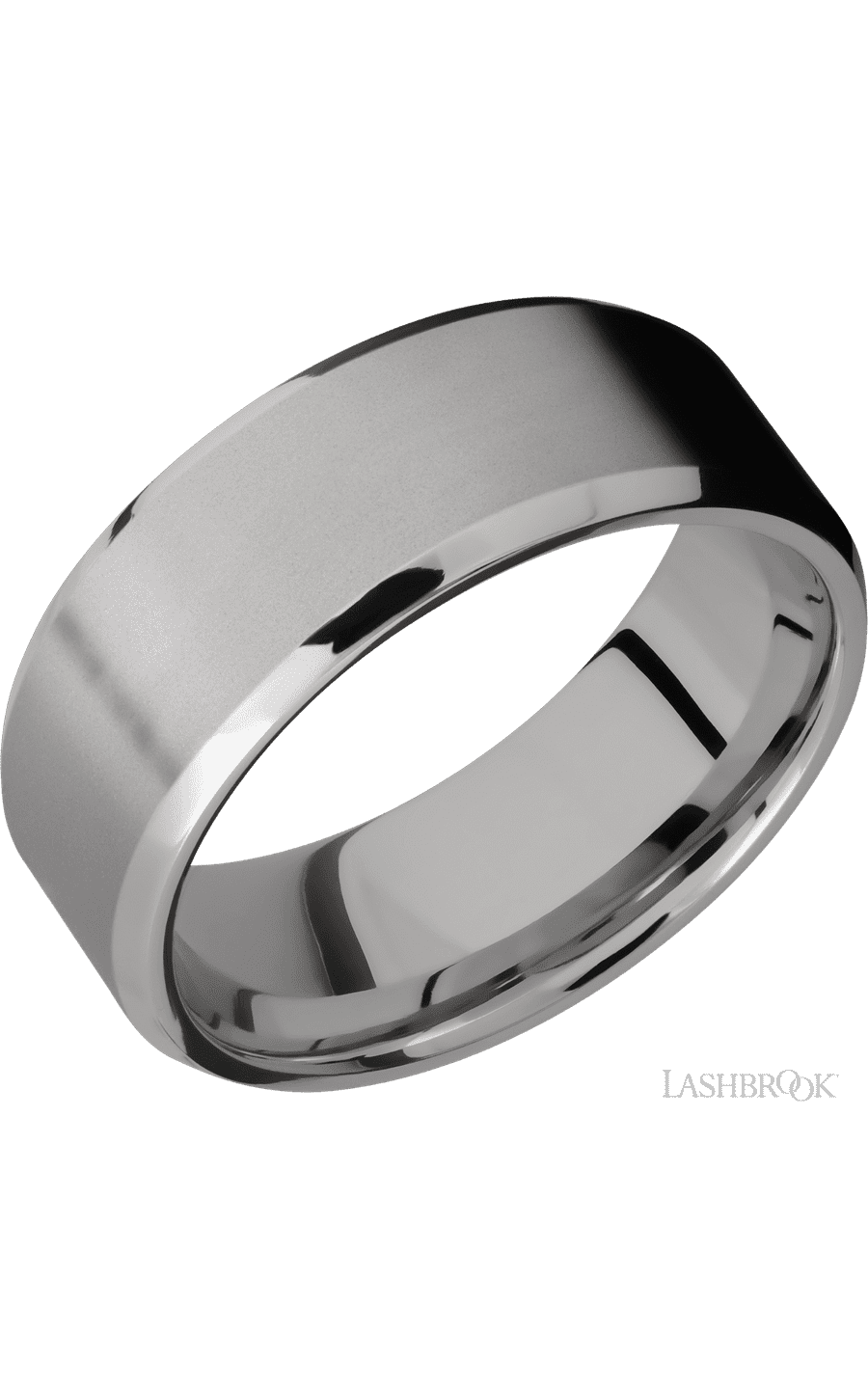 8 mm wide Beveled Titanium band img1