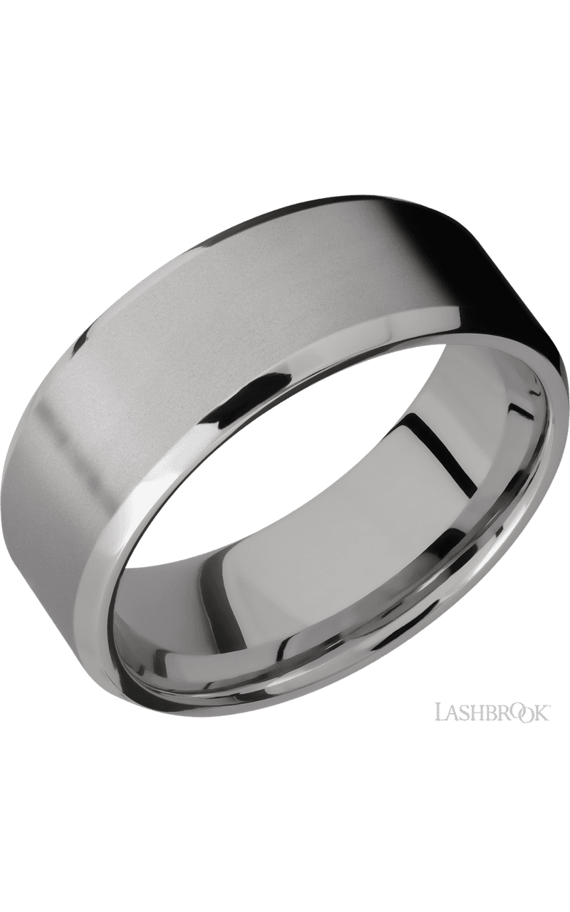 8 mm wide Beveled Titanium band img1