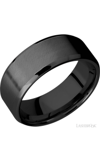 8 mm wide Beveled Zirconium band img1