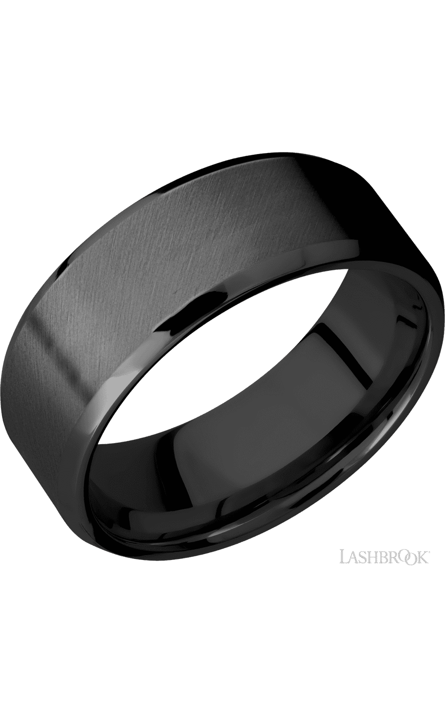 8 mm wide Beveled Zirconium band img1