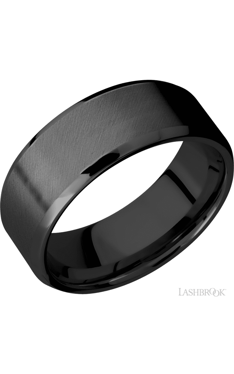 8 mm wide Beveled Zirconium band img1
