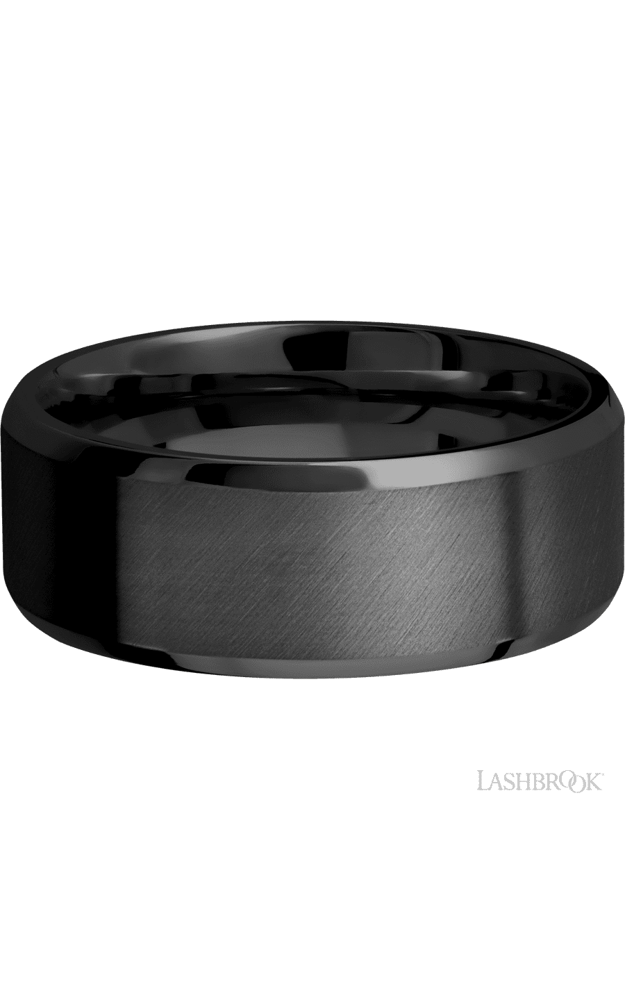 8 mm wide Beveled Zirconium band img3