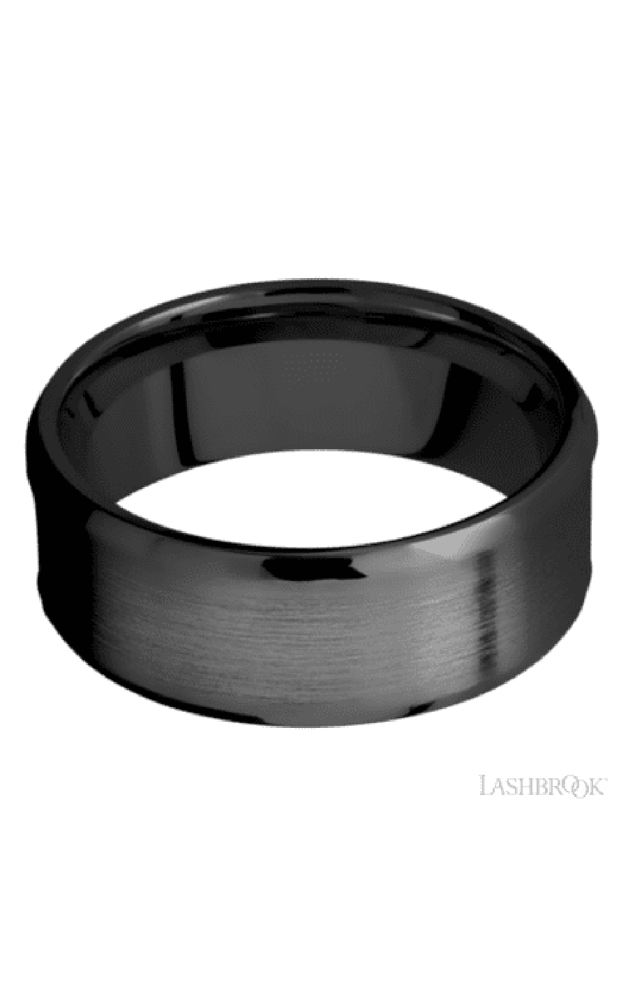 8 mm wide/Beveled/Zirconium band with one 5 mm Centered inlay of Desert Iron Wood img3