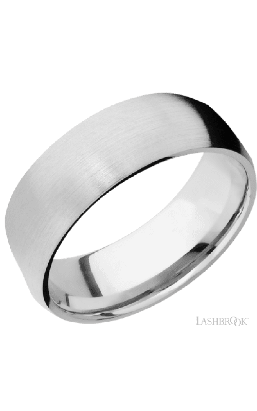 8 mm wide/Domed/14K White Gold band with  two 1 mm Sidebraid inlays of 14K White Gold img1
