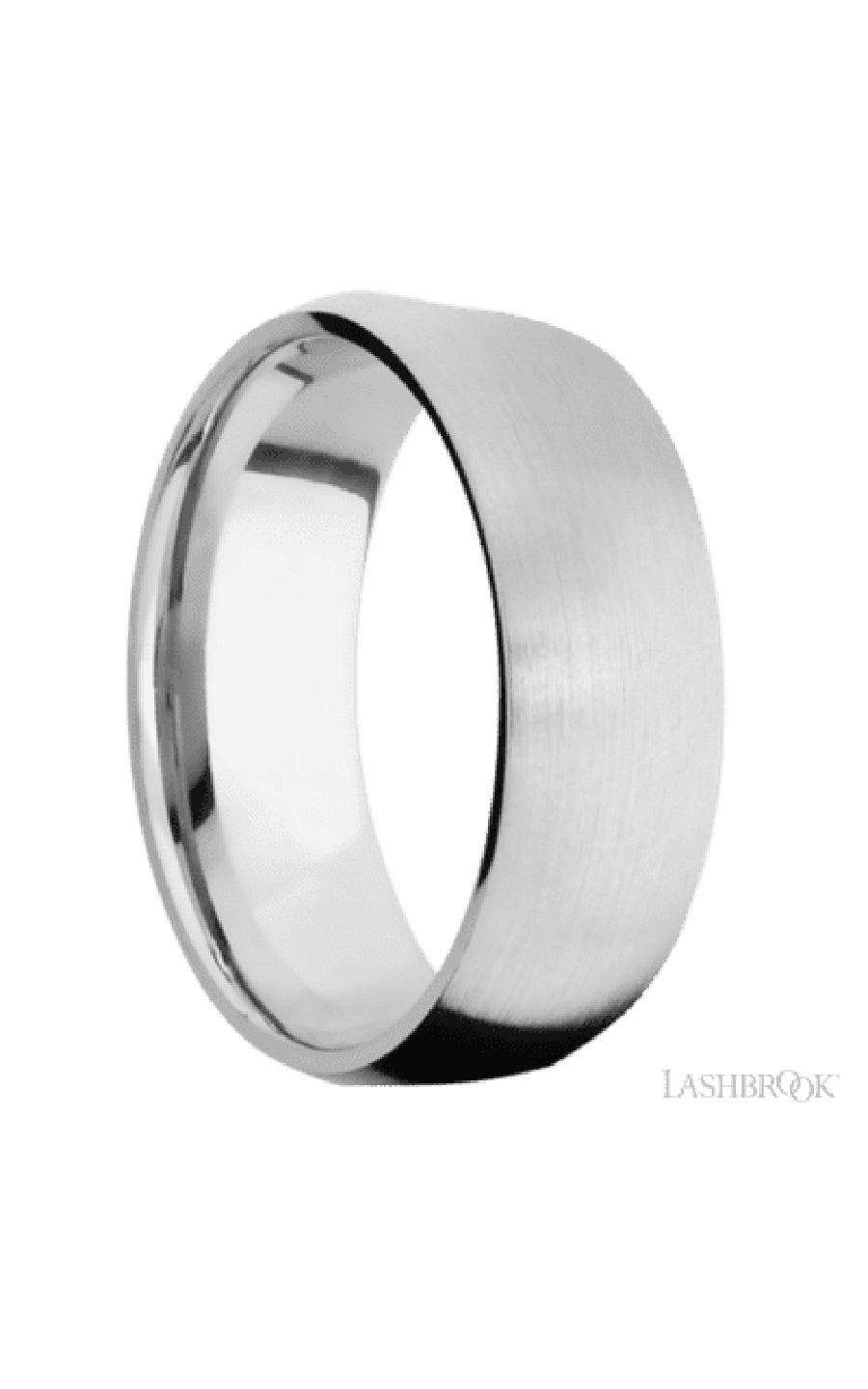 8 mm wide/Domed/14K White Gold band with  two 1 mm Sidebraid inlays of 14K White Gold img2