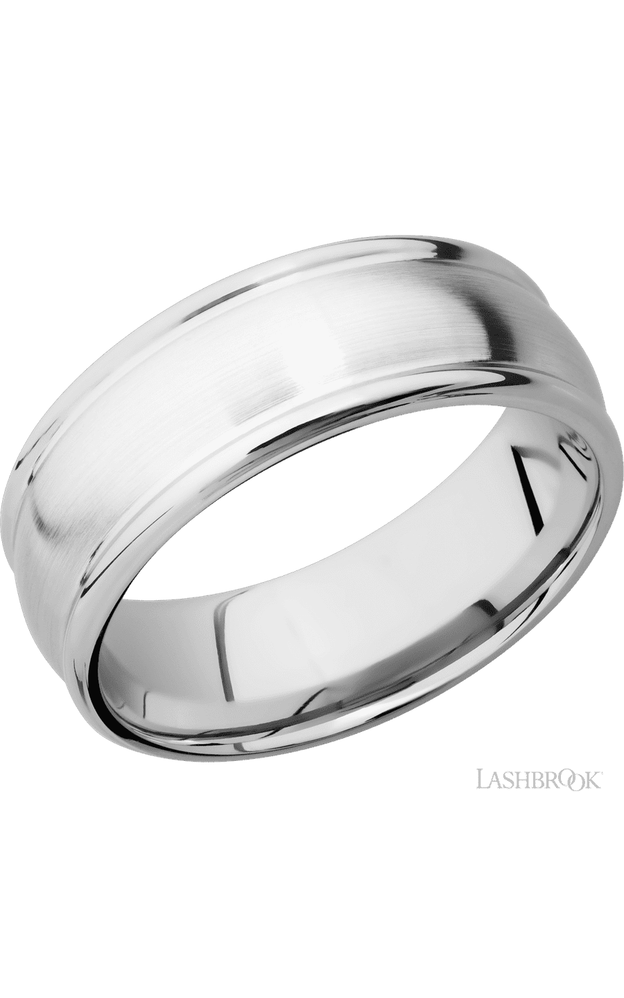 8 mm wide Domed Rounded Edges 14K White Gold band img1