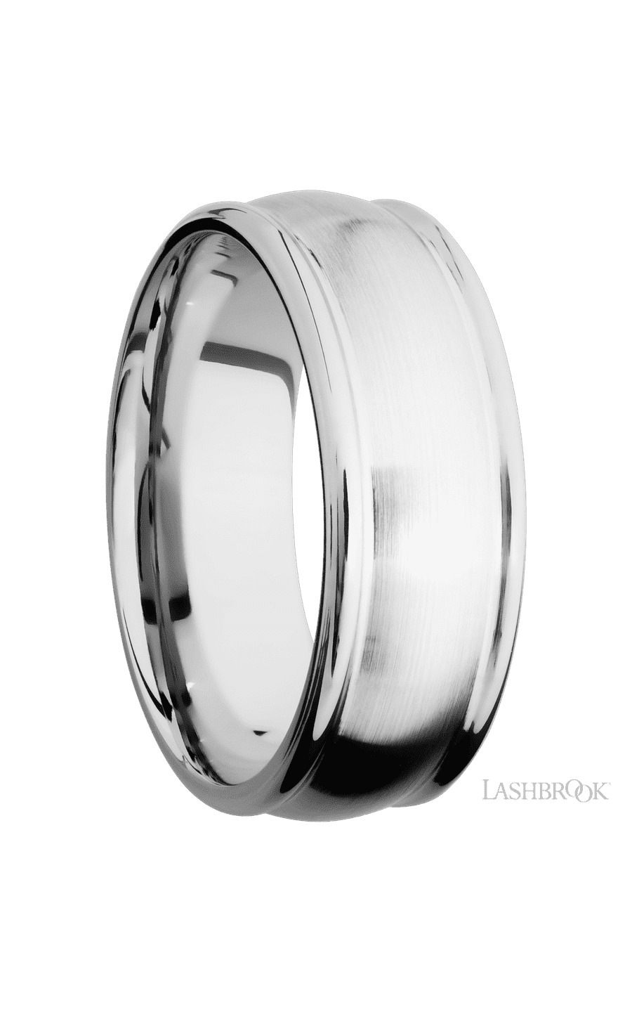 8 mm wide Domed Rounded Edges 14K White Gold band img2