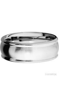 8 mm wide Domed Rounded Edges 14K White Gold band img3