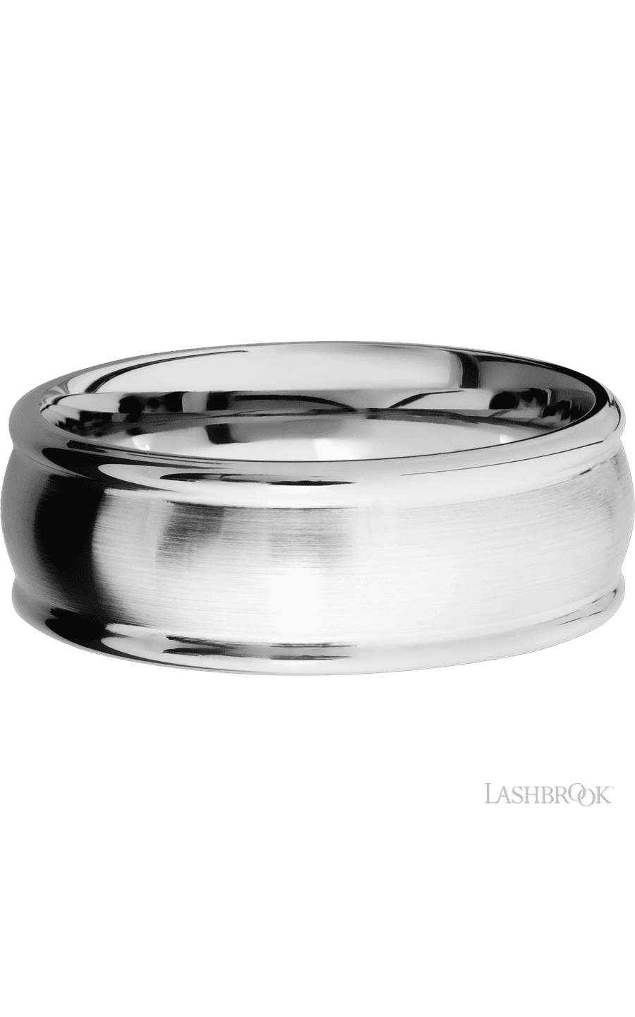 8 mm wide Domed Rounded Edges 14K White Gold band img3