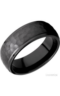 8 mm wide Domed Stepped Down Edges Zirconium band img1