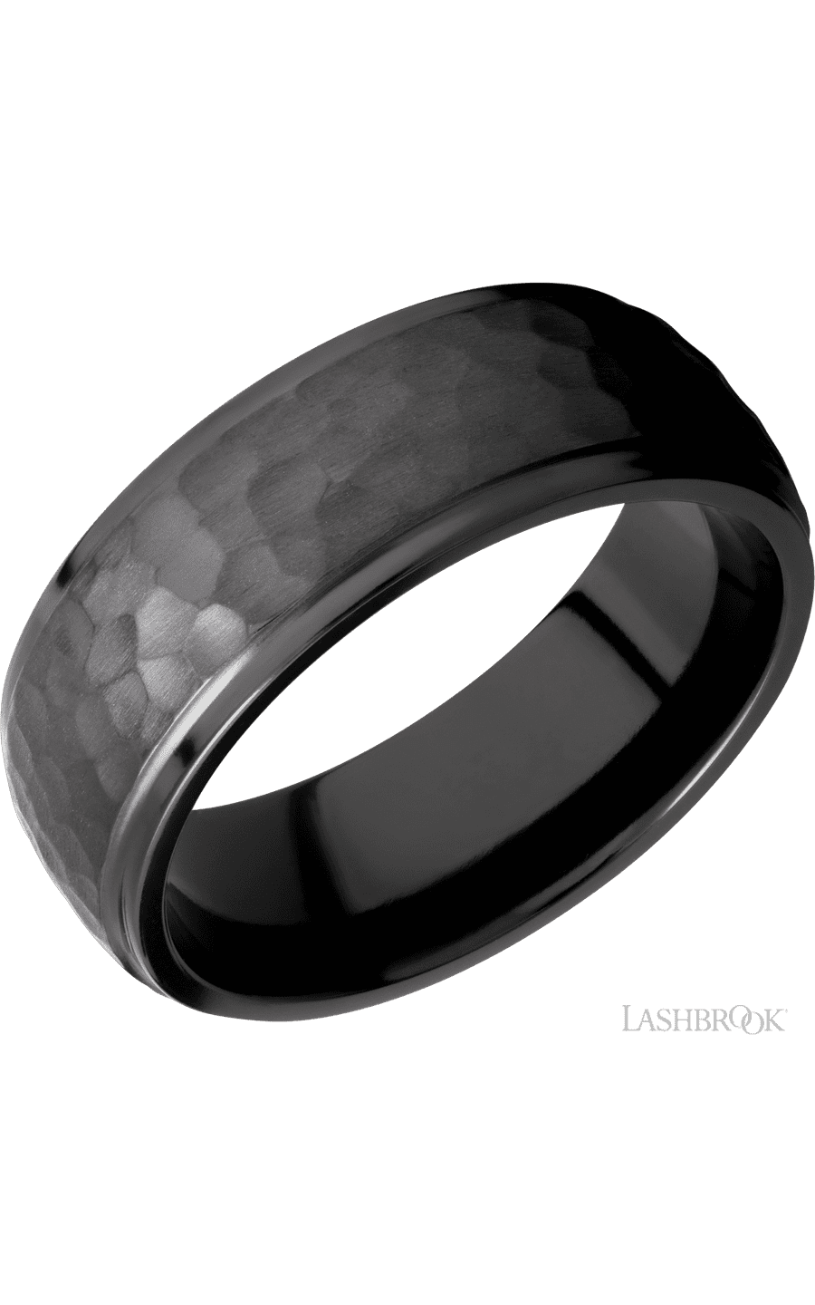 8 mm wide Domed Stepped Down Edges Zirconium band img1
