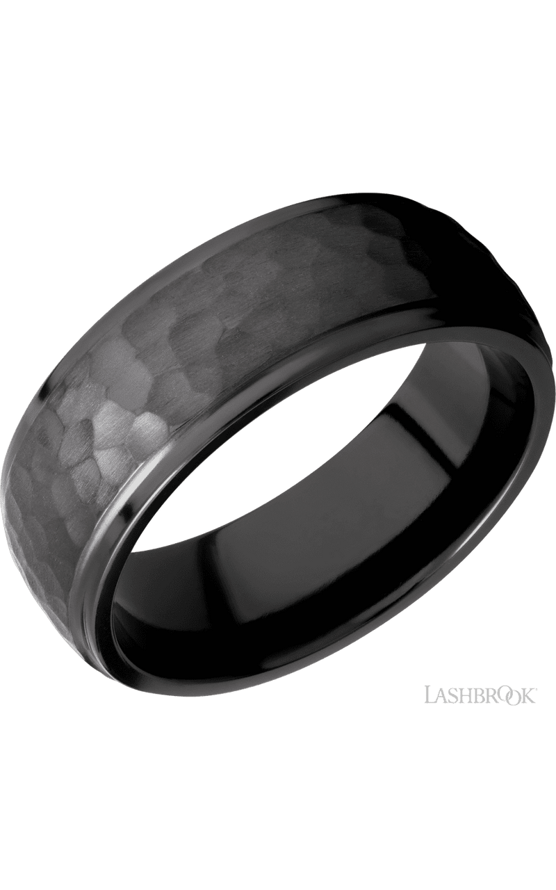 8 mm wide Domed Stepped Down Edges Zirconium band img1