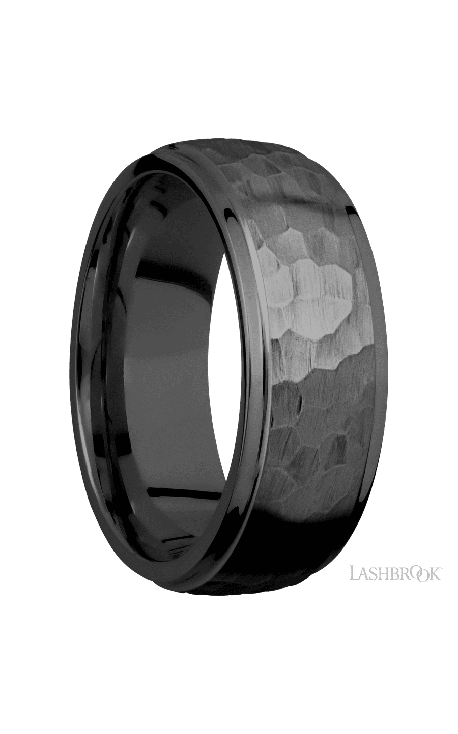 8 mm wide Domed Stepped Down Edges Zirconium band img2