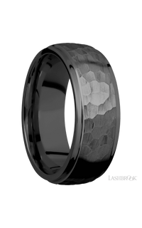 8 mm wide Domed Stepped Down Edges Zirconium band img2