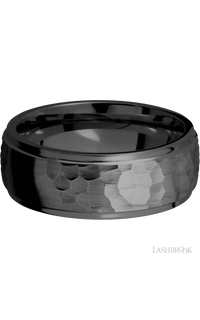 8 mm wide Domed Stepped Down Edges Zirconium band img3