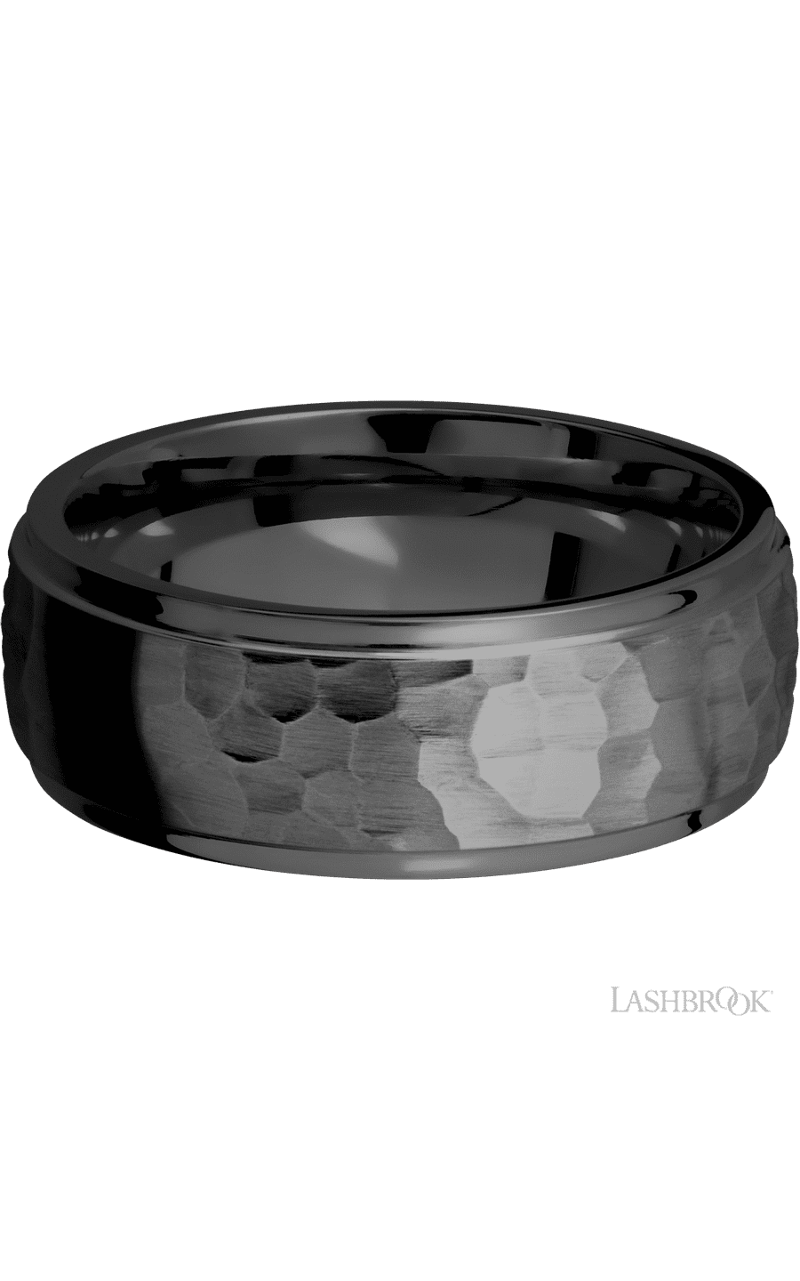 8 mm wide Domed Stepped Down Edges Zirconium band img3