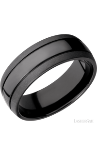 8 mm wide Domed with two accent grooves Zirconium band img1