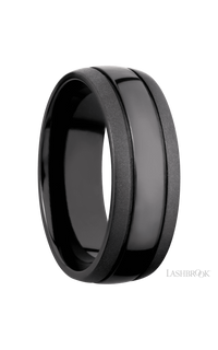 8 mm wide Domed with two accent grooves Zirconium band img2
